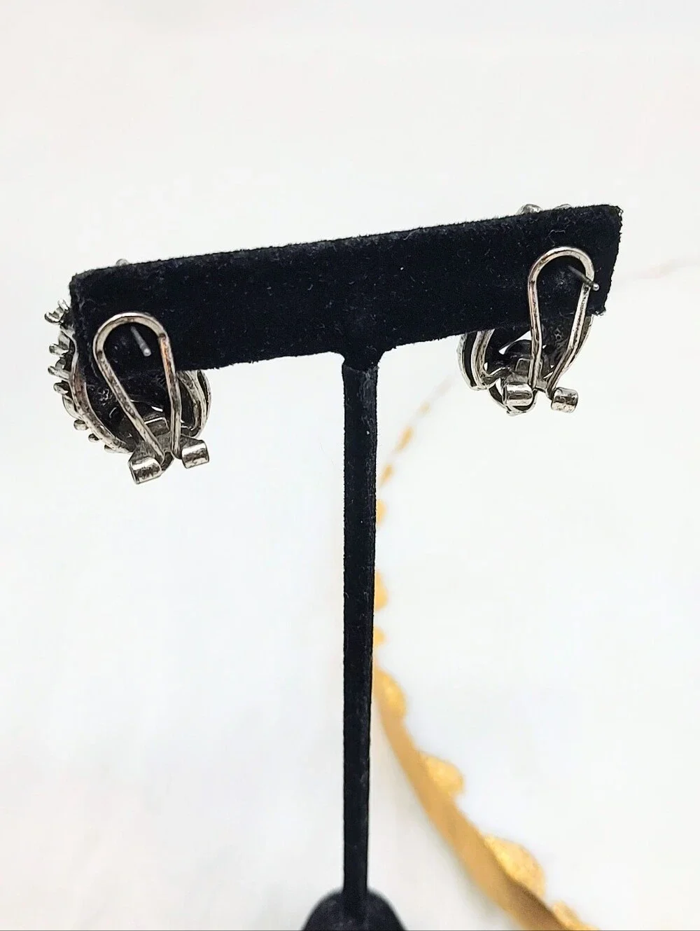 Lovely Vintage Marcasite Statement Earrings With Blue And Green Crystal Accents